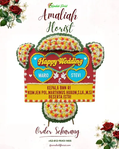 Karangan Papan Bunga Pernikahan di Kutorojo